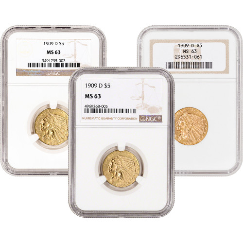 US Gold $5 Indian Head Half Eagle - NGC MS63 - Random Date and Label [X-USG-IND-5-N-MS63-XLABEL]