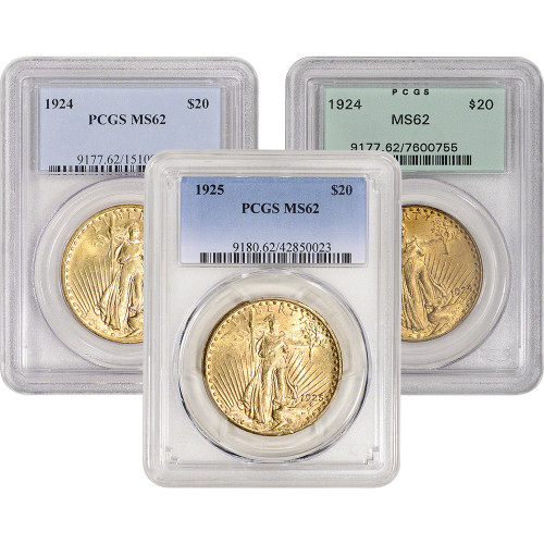 US Gold $20 Saint-Gaudens Double Eagle PCGS MS62 1908 No Motto