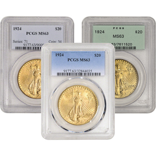 US Gold $20 Saint-Gaudens Double Eagle - PCGS MS63 - Random Date and Label [X-USG-STG-P-MS63-XLABEL]