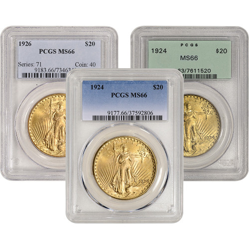US Gold $20 Saint-Gaudens Double Eagle - PCGS MS66 - Random Date and Label [X-USG-STG-P-MS66-XLABEL]
