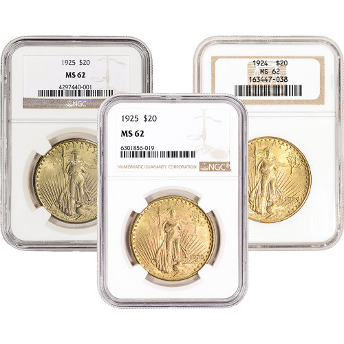 US Gold $20 Saint-Gaudens Double Eagle - NGC MS62 - Random Date and Label [X-USG-STG-N-MS62-XLABEL]