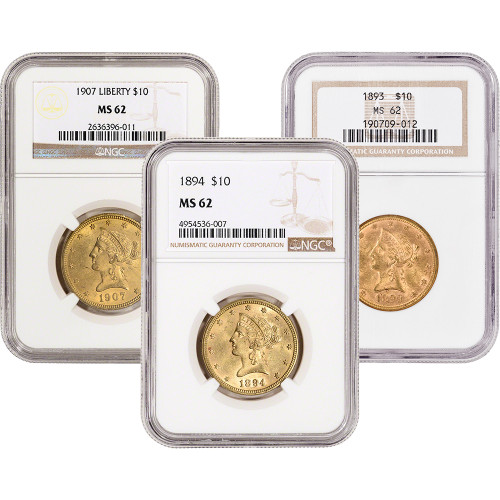 US Gold $10 Liberty Head Eagle - NGC MS62 - Random Date and Label [X-USG-LIB-10-N-MS62-XLABEL]