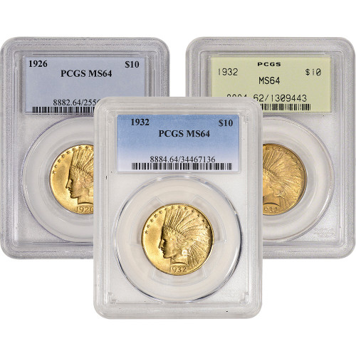 US Gold $10 Indian Head Eagle - PCGS MS64 - Random Date and Label [X-USG-IND-10-P-MS64-XLABEL]