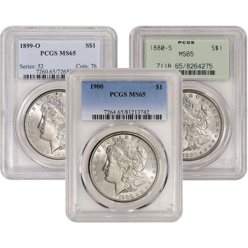 US Morgan Silver Dollar $1 - PCGS MS65 - Pre 1921 Random Date and Label [X-MORGAN-P-MS65-XLABEL]