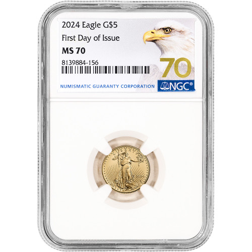 2024 American Gold Eagle 1/10 oz $5 - NGC MS70 First Day Issue Grade 70 [24-AGE-5-N-MS70-FDI-BE70]