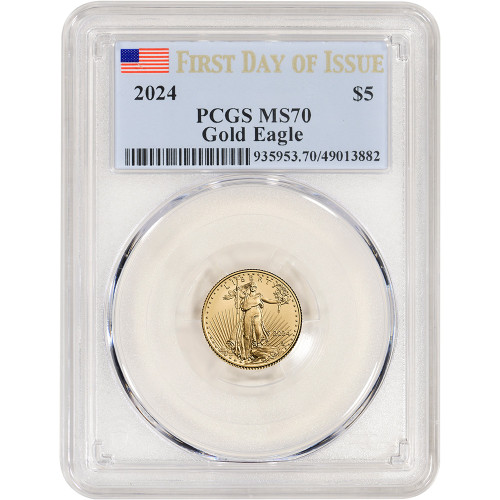 2024 American Gold Eagle 1/10 oz $5 - PCGS MS70 First Day Issue [24-AGE-5-P-MS70-FDI]