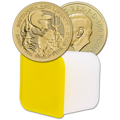 2024 Great Britain Gold Britannia and Liberty £100 1 oz BU Tube of Ten 10 Coins [24-UK-BRITLIB-G100-BU(10)]