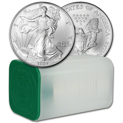 2004 American Silver Eagle 1 oz $1 - 1 Roll - Twenty 20 BU Coins in Mint Tube [04-ASE-BU(20)]