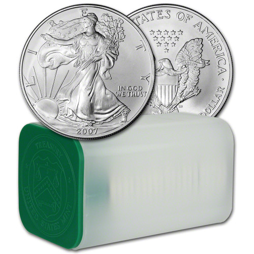 2007 American Silver Eagle 1 oz $1 - 1 Roll - Twenty 20 BU Coins in Mint Tube [07-ASE-BU(20)]