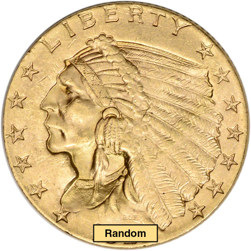 US Gold $2.50 Indian Head Quarter Eagle - BU - Random Date [X-USG-IND-2.5-BU]