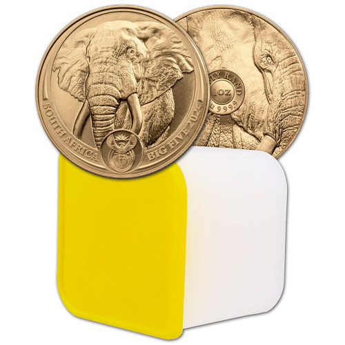 2024 South Africa Gold Big 5 Elephant 50 Rand 1 oz BU Ten 10 Coins in Mint Tube [24-ZA-ELEPHANT-G50-BU(10)]