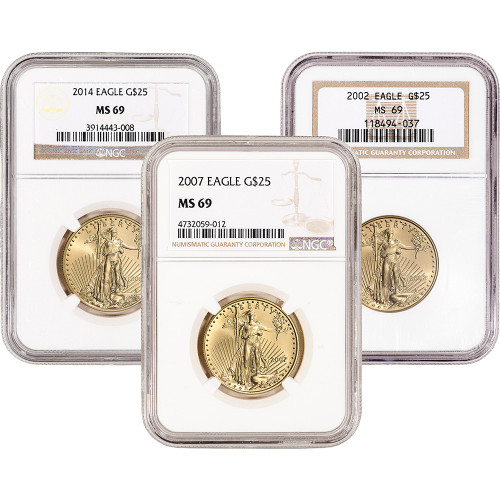 American Gold Eagle 1/4 oz $10 - NGC MS69 Random Date and Label [X