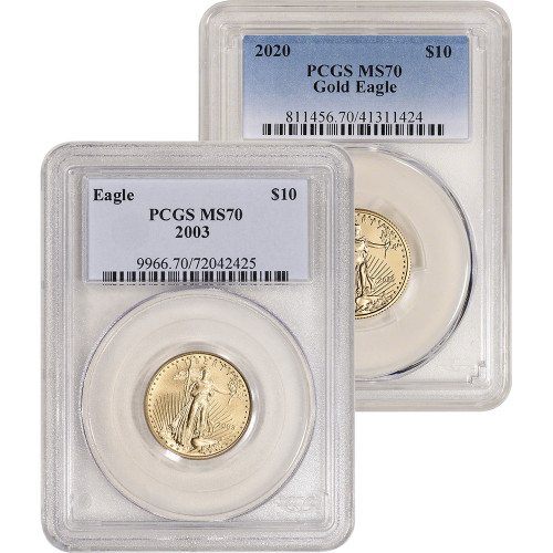 American Gold Eagle 1/10 oz $5 - PCGS MS70 Random Date and Label