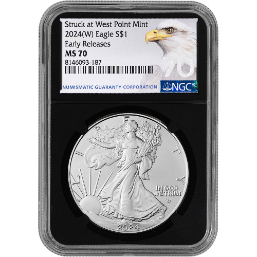 2024 (W) American Silver Eagle - NGC MS70 Early Releases Grade 70 Black Core [24-(W)-ASE-N-MS70-ER-BE70-BK]