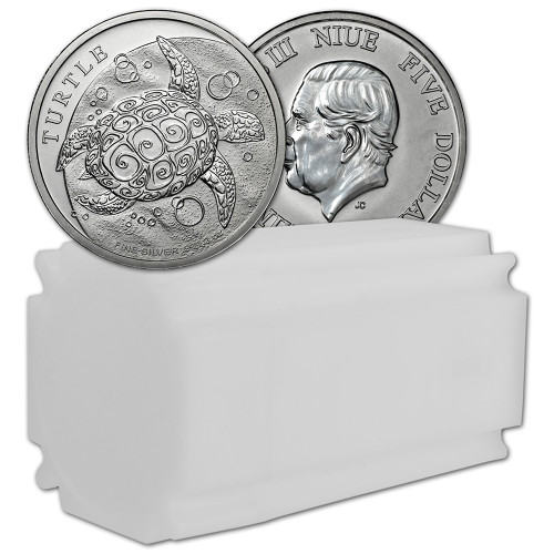 2024 Niue Silver Hawksbill Turtle 2 oz $5 - BU - 10 Coins in Mint Tube [24-NU-TURTLE-2oz-BU(10)]