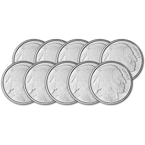 TEN 1 oz. SilverTowne Silver Round - Buffalo Design - 999 Fine [SILVER-Rnd-1oz-ST-BUF(10)]