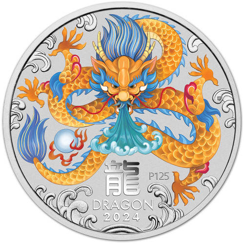 2024 P Australia Silver Colorized Lunar Year of the Dragon 1/2 oz 50C - BU [24-P-DRAGONCOL-S50C-BU]