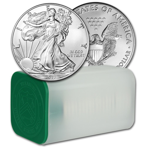 2017 American Silver Eagle 1 oz $1 - 1 Roll - Twenty 20 BU Coins in Mint Tube [17-ASE-BU(20)]