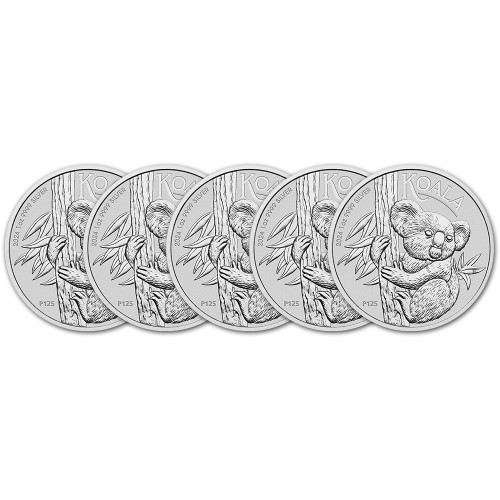 2024 P Australia Silver Koala 1 oz $1 - BU - Five 5 Coins [24-P-KOALA-S1-BU(5)]