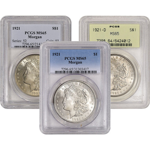 1921 US Morgan Silver Dollar $1 - PCGS MS65 - Random Label [21-MORGAN-P-MS65-XLABEL]