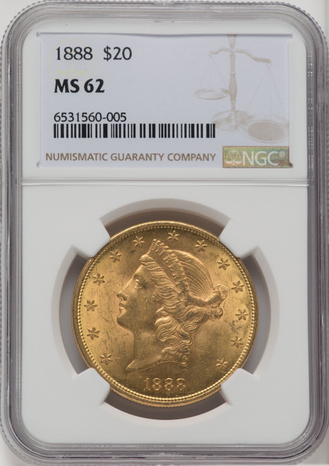 1888 US Gold $20 Liberty Head Double Eagle - NGC MS 62 [V-HA-763465053]