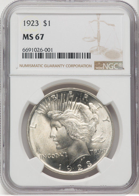 1923 US Peace Silver Dollar $1 - NGC MS 67 [V-HA-768682008]