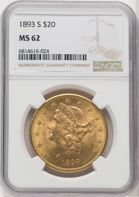 1893 S US Gold $20 Liberty Head Double Eagle - NGC MS 62 [V-HA-571769021]