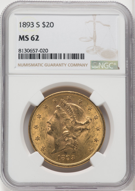 1893 S US Gold $20 Liberty Head Double Eagle - NGC MS 62 [V-HA-173907463]