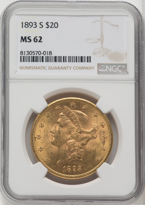 1893 S US Gold $20 Liberty Head Double Eagle - NGC MS 62 [V-HA-173888016]