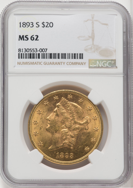 1893 S US Gold $20 Liberty Head Double Eagle - NGC MS 62 [V-HA-571829337]