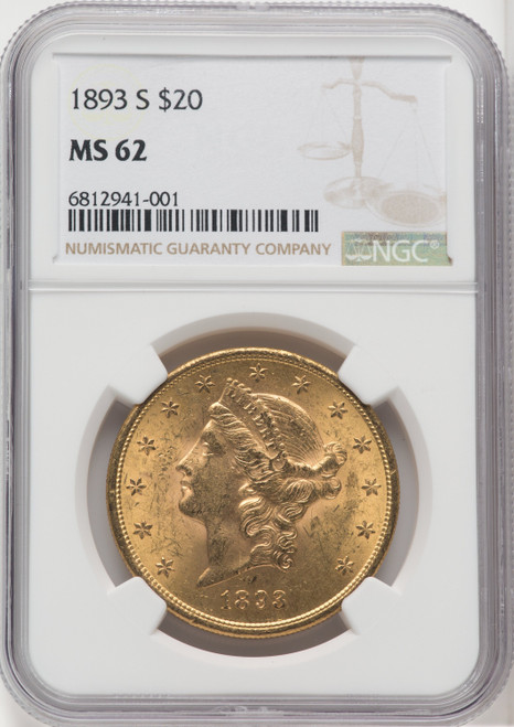 1893 S US Gold $20 Liberty Head Double Eagle - NGC MS 62 [V-HA-173907281]