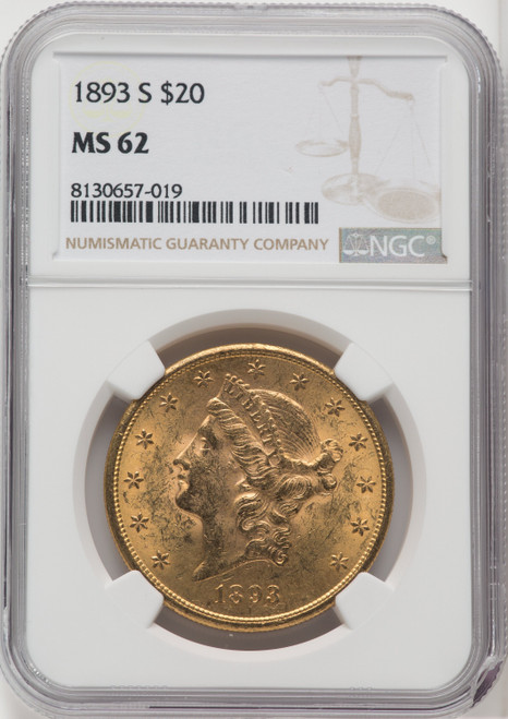 1893 S US Gold $20 Liberty Head Double Eagle - NGC MS 62 [V-HA-173907462]