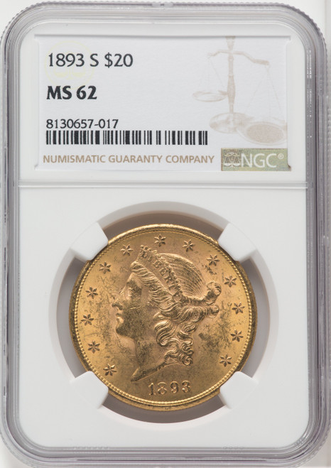 1893 S US Gold $20 Liberty Head Double Eagle - NGC MS 62 [V-HA-173907461]