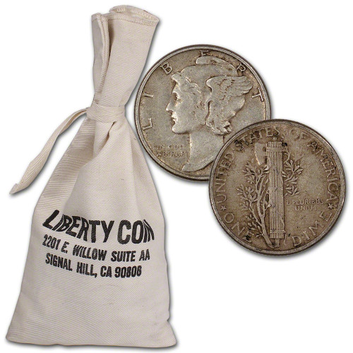 90% Silver Mercury Dimes - $100 Face Value Bag [X-BAG-90-MERCURY(100)]