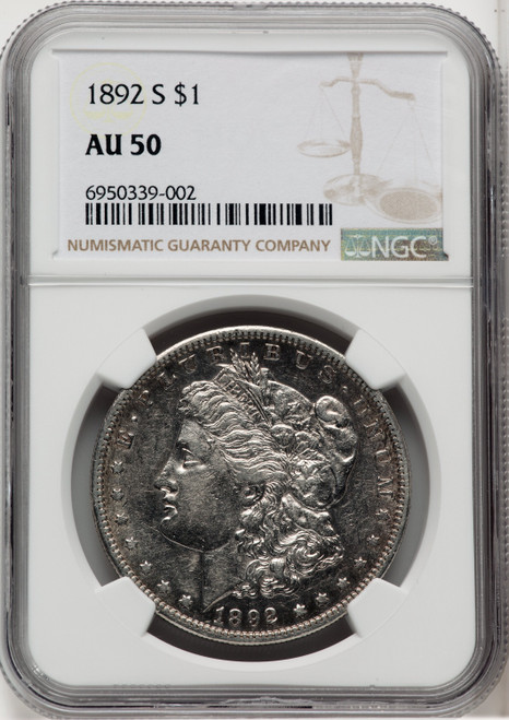 1892 S US Morgan Silver Dollar $1 - NGC AU 50 [V-HA-768613040]