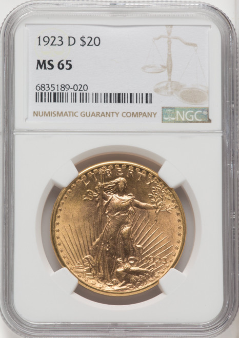 1923 D US Gold $20 Saint-Gaudens Double Eagle - NGC MS 65 [V-HA-766487054]