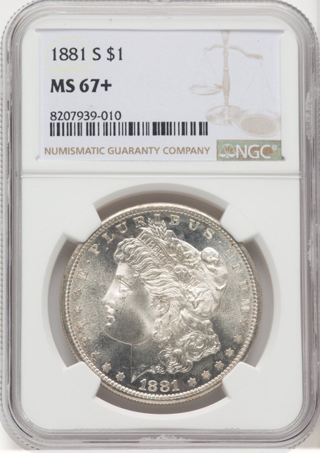 1881 S US Morgan Silver Dollar $1 - NGC MS 67+ [V-HA-506076001]