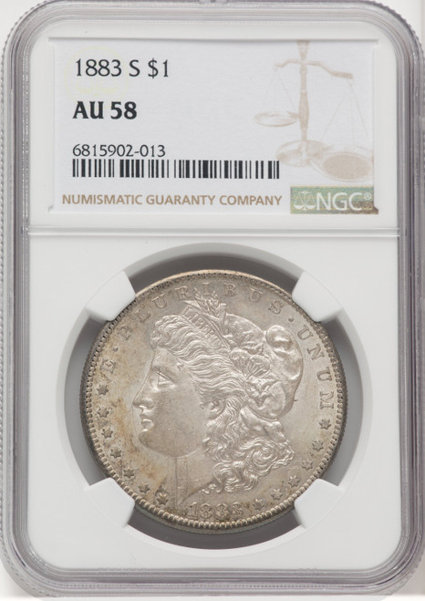 1883 S US Morgan Silver Dollar $1 - NGC AU 58 [V-HA-768671032]