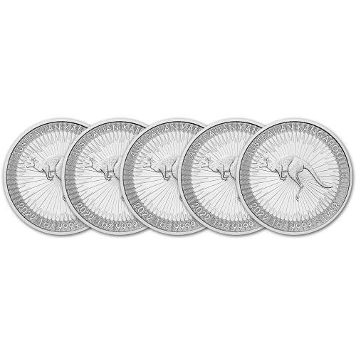 2022 P Australia Silver Kangaroo 1 oz $1 BU - Five 5 Coins [22-P-KANG-S1-BU(5)]
