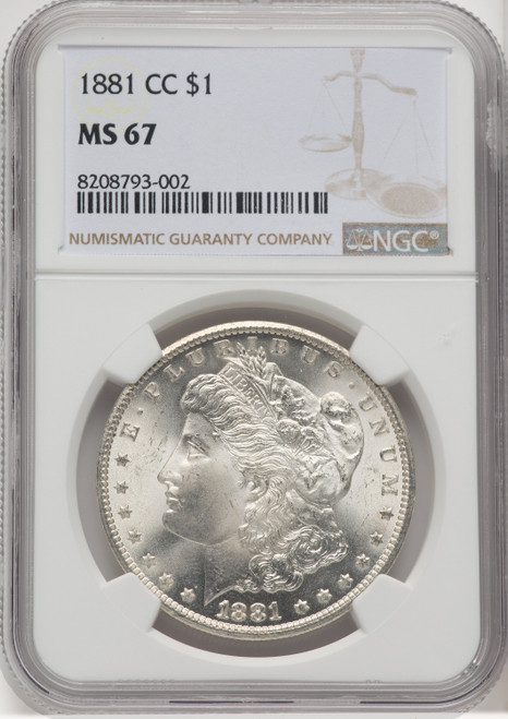 1881 CC US Morgan Silver Dollar $1 - NGC MS 67 [V-HA-769075005]