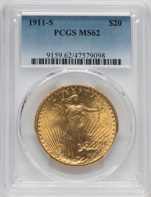 1911-S US Gold $20 Saint-Gaudens Double Eagle - PCGS MS62 [V-HA-571651058]