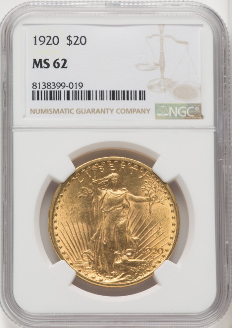 1920 US Gold $20 Saint-Gaudens Double Eagle - NGC MS 62 [V-HA-173972014]