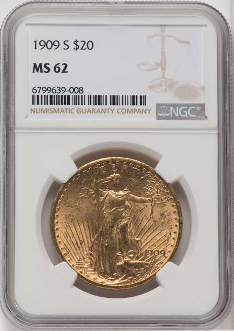 1909 S US Gold $20 Saint-Gaudens Double Eagle - NGC MS 62 [V-HA-173860637]