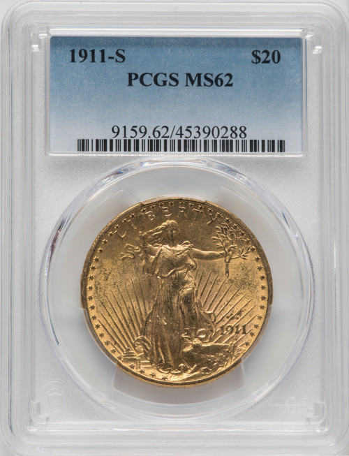 1911-S US Gold $20 Saint-Gaudens Double Eagle - PCGS MS62 [V-HA-171316524]