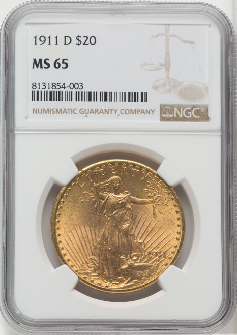 1911 D US Gold $20 Saint-Gaudens Double Eagle - NGC MS 65 [V-HA-571846072]