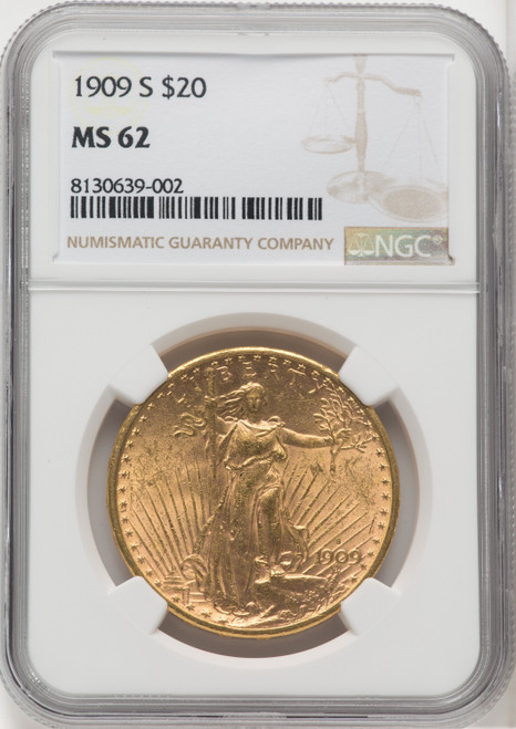 1909 S US Gold $20 Saint-Gaudens Double Eagle - NGC MS 62 [V-HA-173900092]