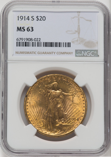 1914 S US Gold $20 Saint-Gaudens Double Eagle - NGC MS 63 [V-HA-173767060]