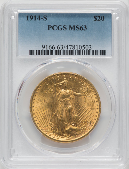 1914-S US Gold $20 Saint-Gaudens Double Eagle - PCGS MS63 [V-HA-173754035]