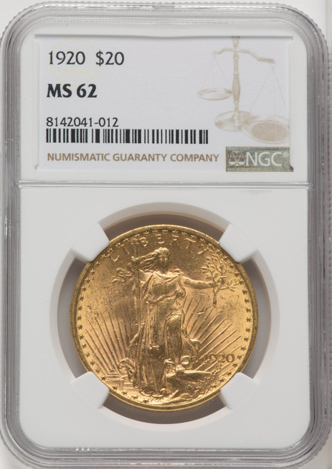 1920 US Gold $20 Saint-Gaudens Double Eagle - NGC MS 62 [V-HA-571932100]