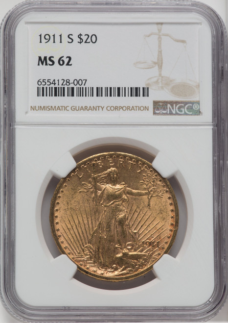 1911 S US Gold $20 Saint-Gaudens Double Eagle - NGC MS 62 [V-HA-171302389]